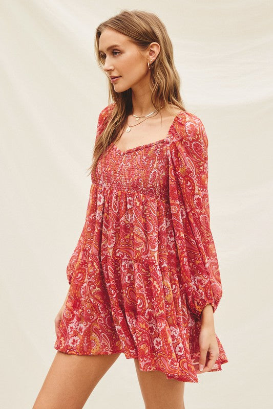 Take It Away Paisley Babydoll Dress