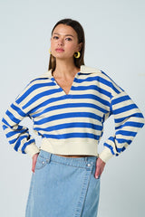 Let's Catch Up Striped Sweatshirt