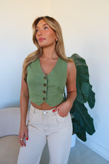 Teagan Linen Crop Vest