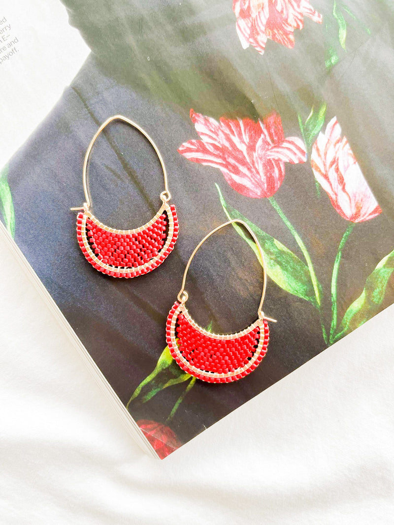 Georgia Beaded Teardrop Hoop Earring