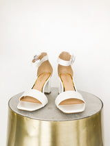 Lilita White Ankle Strap Low Heel