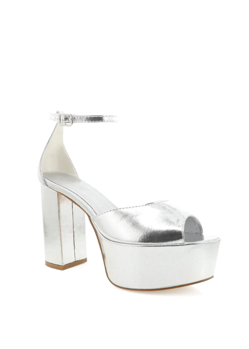 Romara Silver Metallic Platform Heel